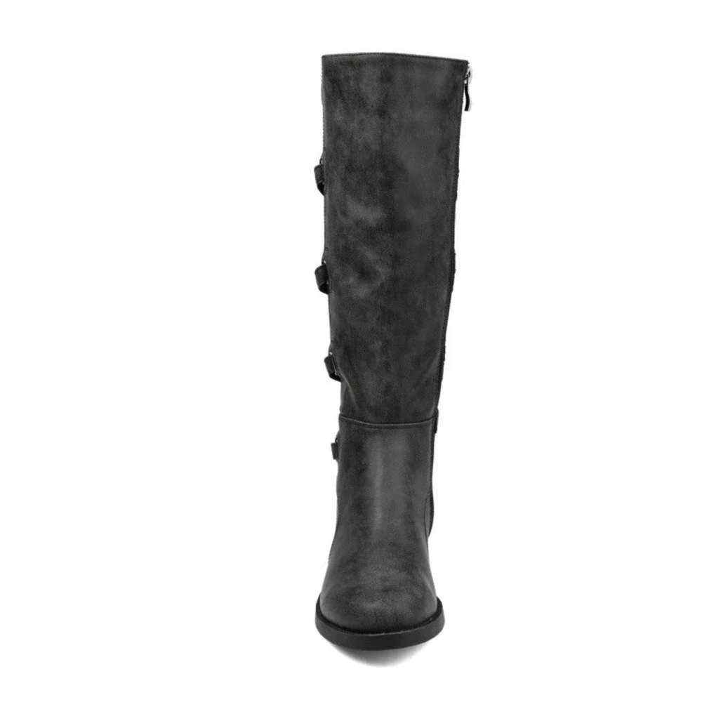 Journee Carly Collection Women's Knee-High Stacked Riding Boots Size 12  New